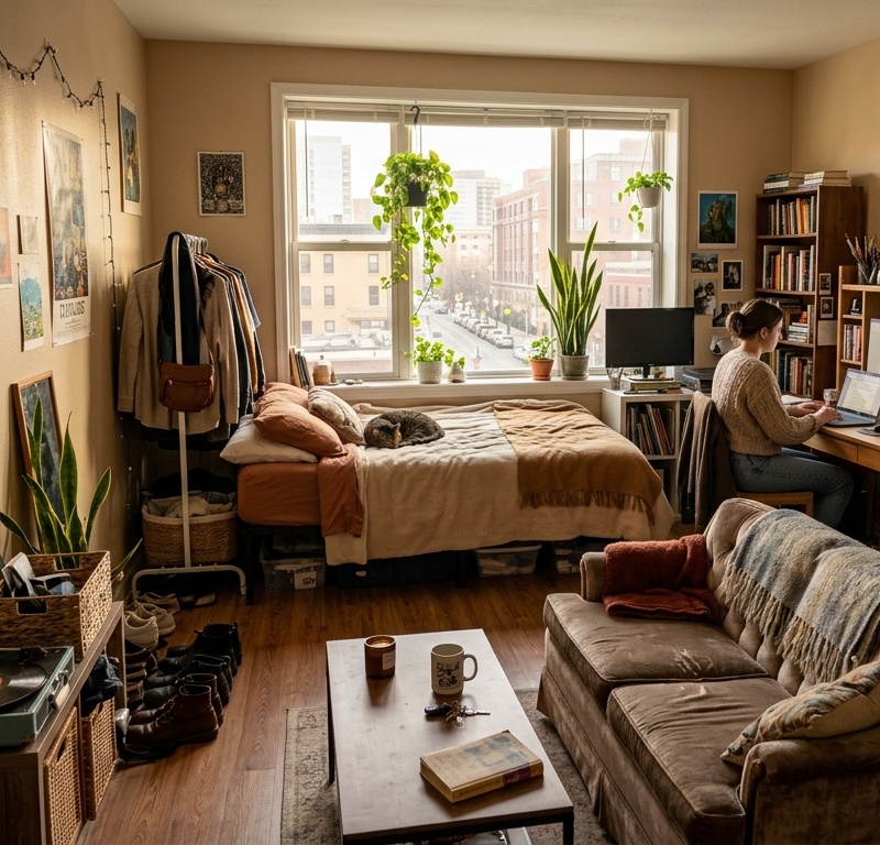 living in one room apartment